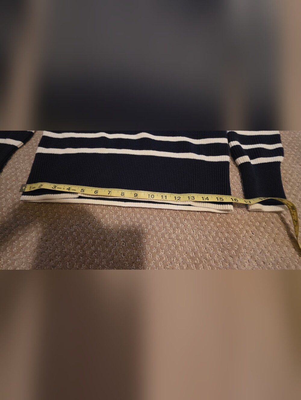 LOFT Navy and White Striped Crew Sweater